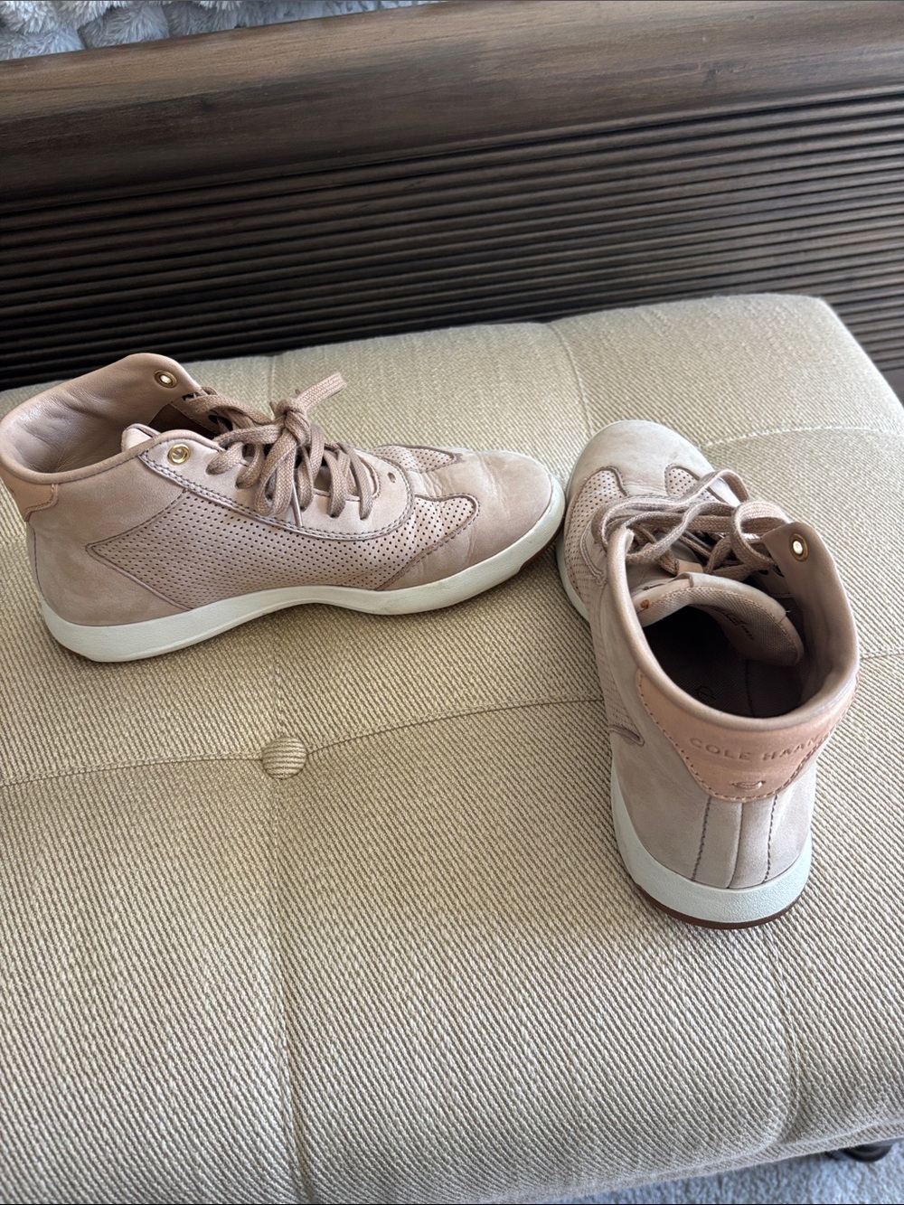 Cole Haan Women’s Blush Pink Suede High-Top Sneakers